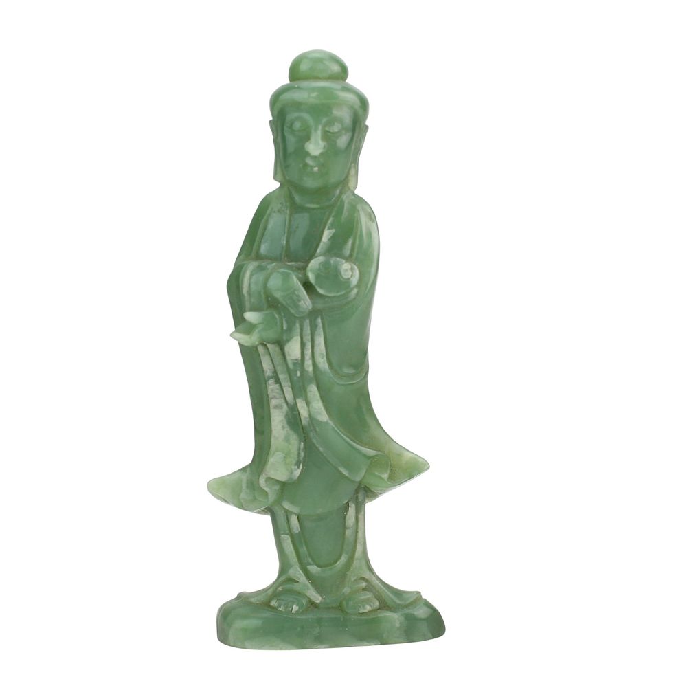 Lot 283: Chinese green hardstone carved Guanyin