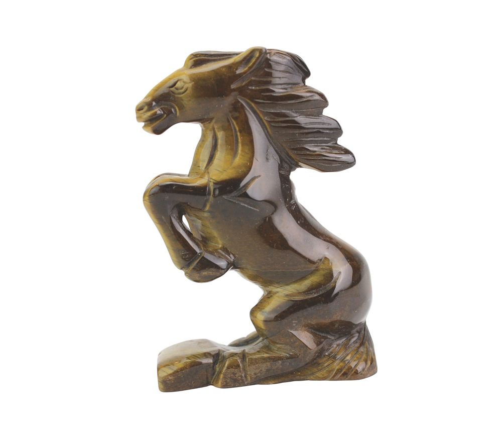 Lot 285: Carved Tiger’s Eye Rearing Horse Figure