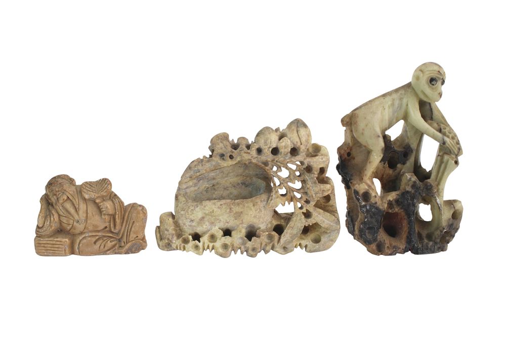 Lot 287: Three Chinese Soapstone Carvings Group