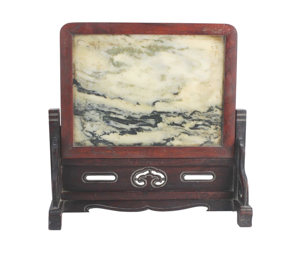 Lot 292: Chinese Table Screen w/ Marble Panel