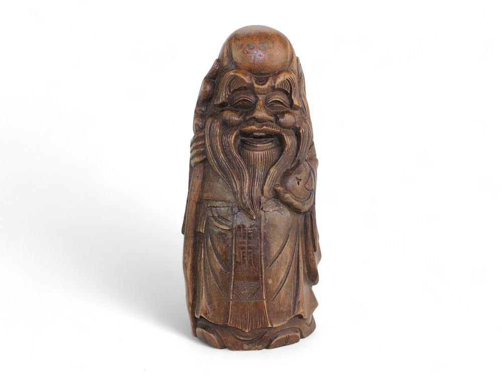 Lot 295: Antique Chinese Bamboo Carving of Shou Lao