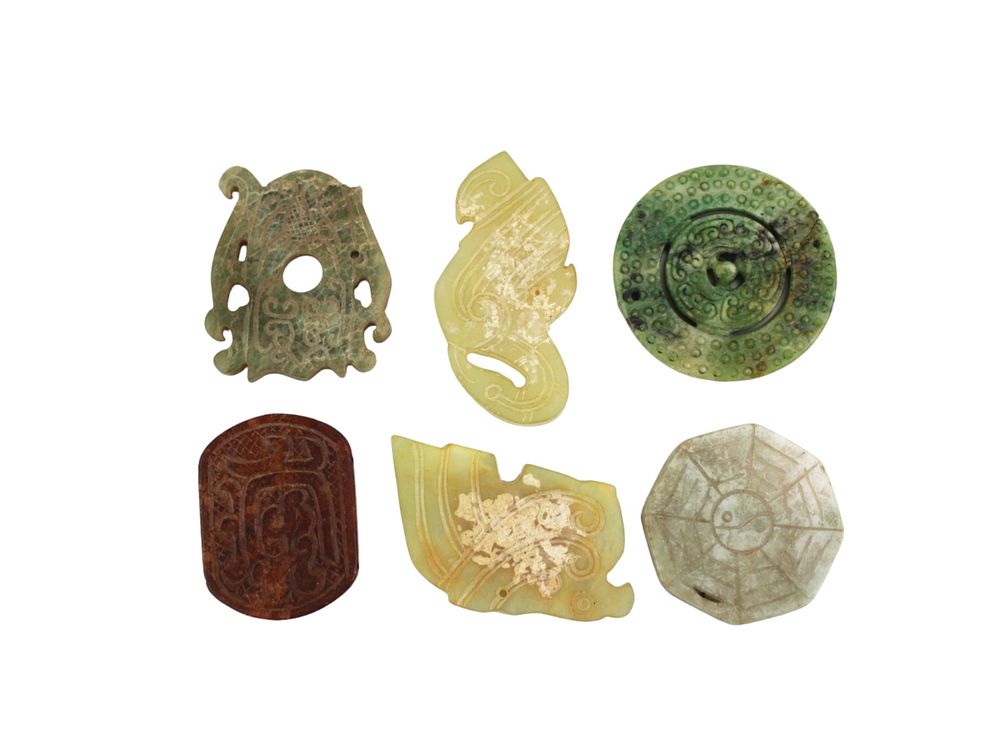 Lot 325: Collection of Six Carved Jade Pendants
