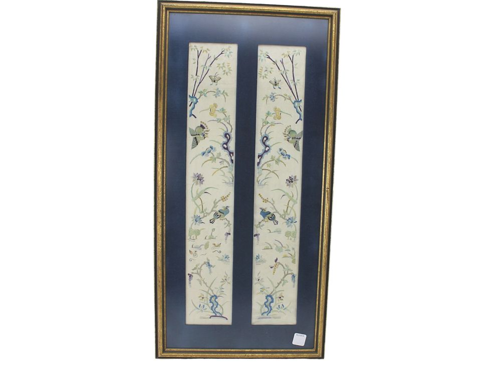 Lot 346: Framed Chinese Embroidered Silk Panels