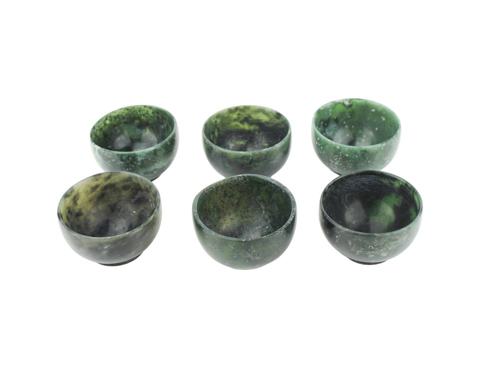 Lot 351: Set of Six Chinese Spinach Jade Cups