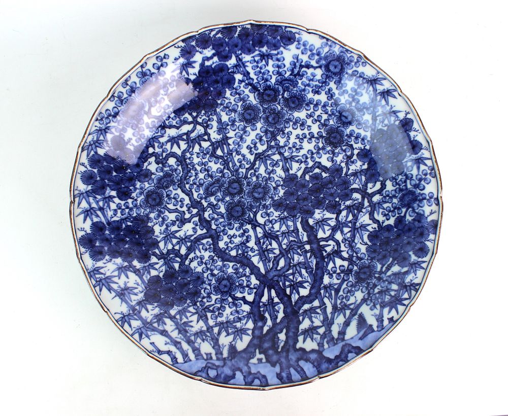 Lot 367: Large Blue & White Blossom Pattern Platter