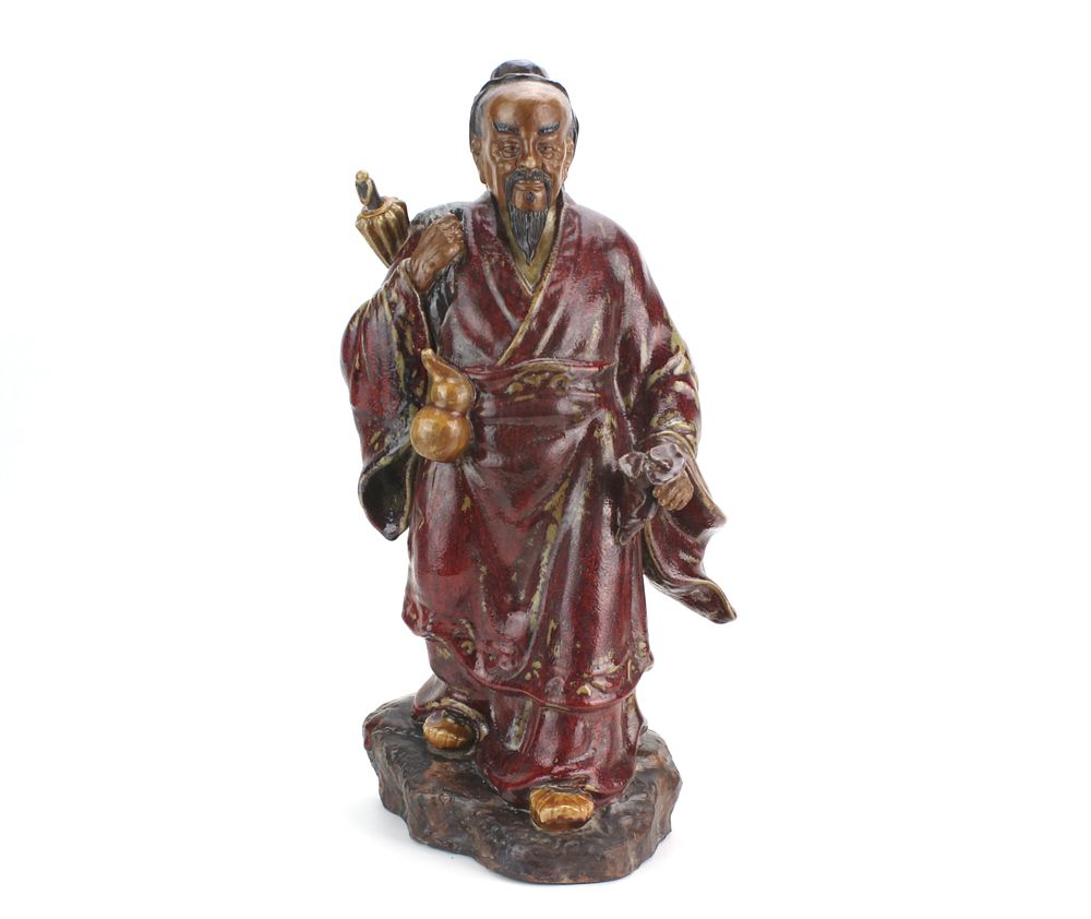 Lot 397: Chinese Glazed Scholar Figure Porcelain Sculpture