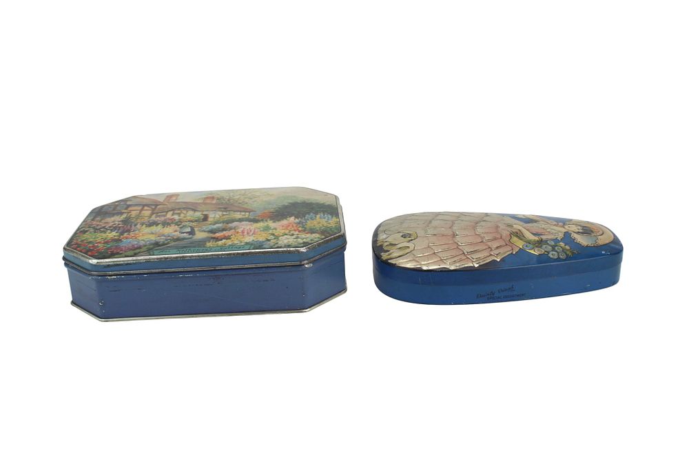 Lot 412: Vintage English Toffee & Candy Tin Boxes (2pcs)