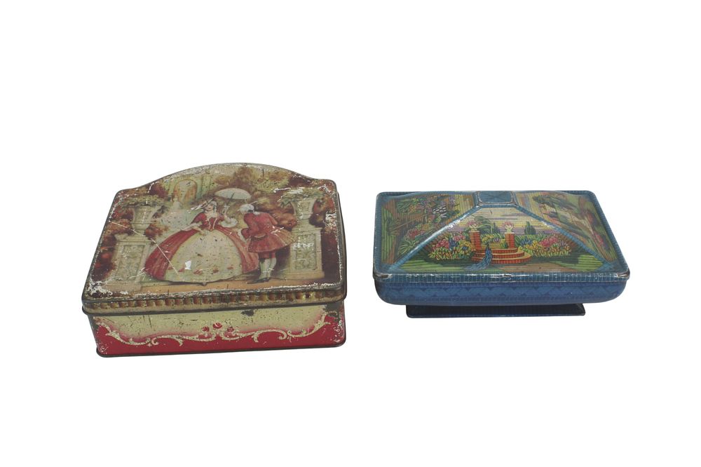 Lot 413: Two Vintage Scenic Tin Boxes Lot