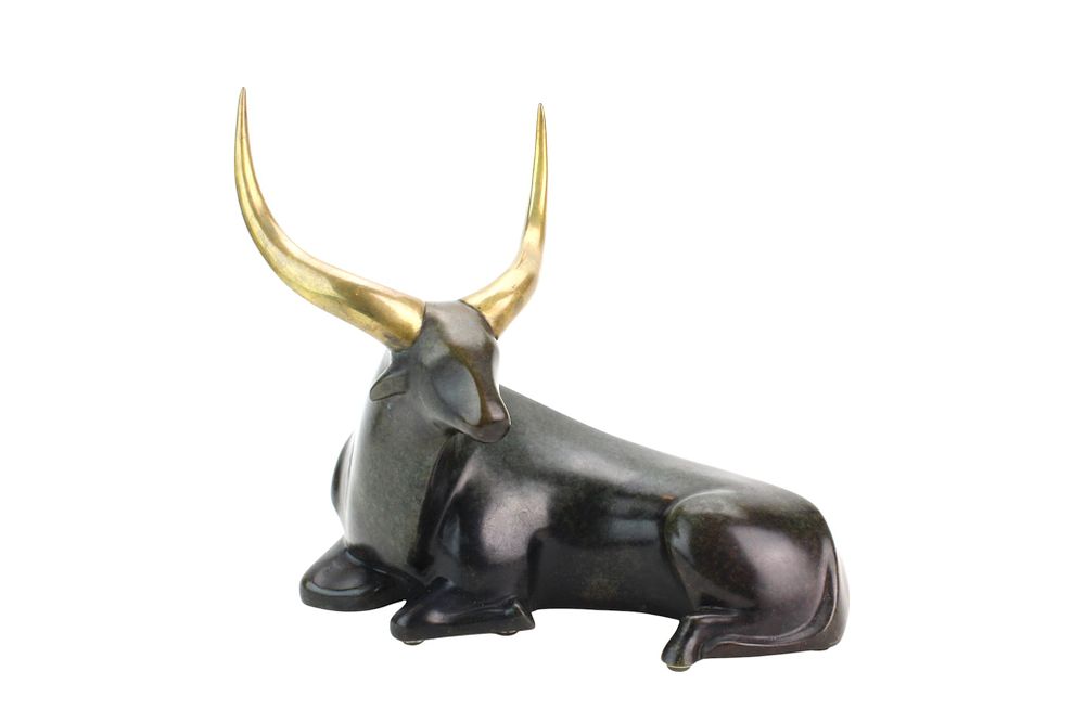 Lot 414: Loet Vanderveen Bronze Longhorn Sculpture