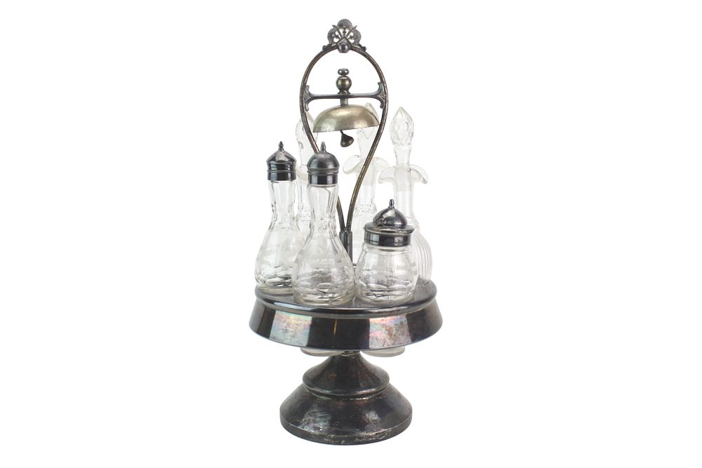 Lot 415: Victorian Silverplate Cruet Stand Set