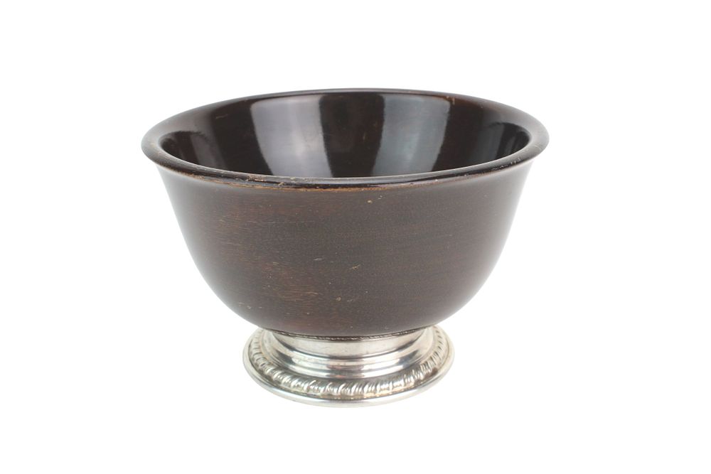 Lot 424: Revere Style Wood Bowl With Sterling Base