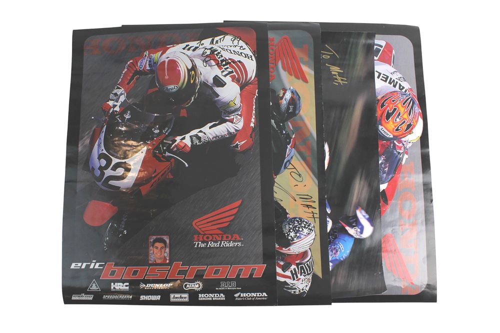 Lot 425: Four Signed Honda Motorcycle Racing Posters