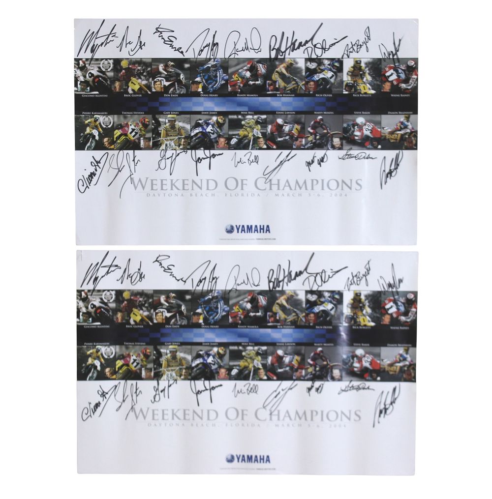 Lot 433: Two Signed Yamaha Motorcycle Racing Posters