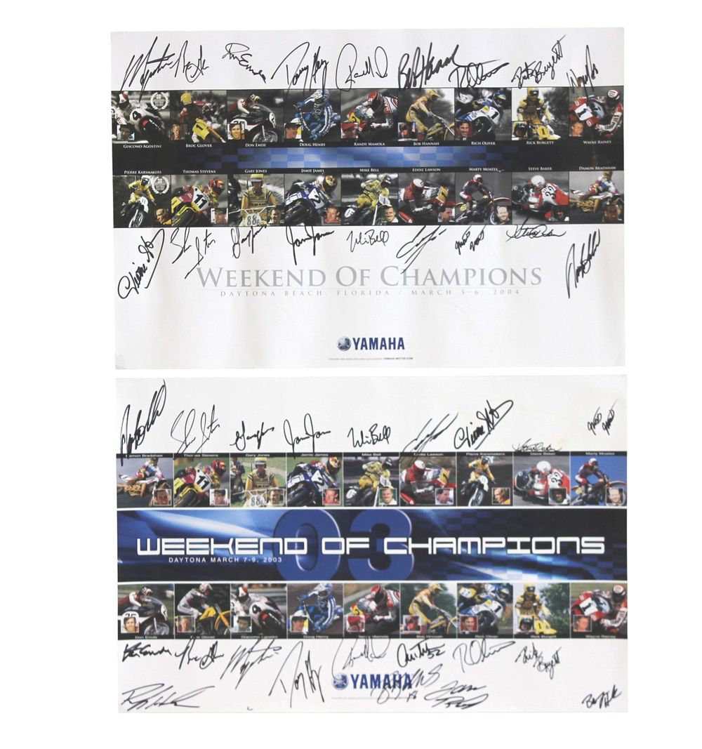 Lot 434: Two Signed Yamaha Motorcycle Racing Posters