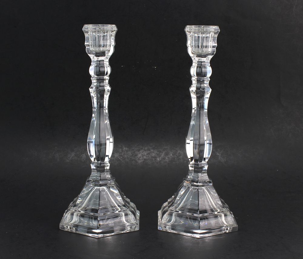 Lot 439: Pair of Tiffany & Co. Crystal Candlesticks
