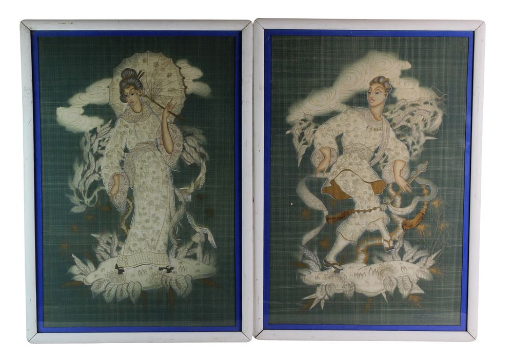 Lot 440: Pair of Framed Signed Art Deco Gouaches