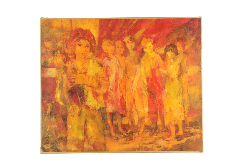 Lot 444: Daniel Jaugey Oil on Canvas Figural Scene