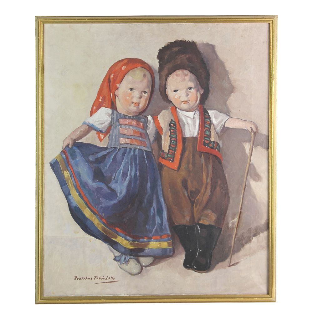 Lot 445: Lolly Fehér, Two Children in Folk Dress, O/C