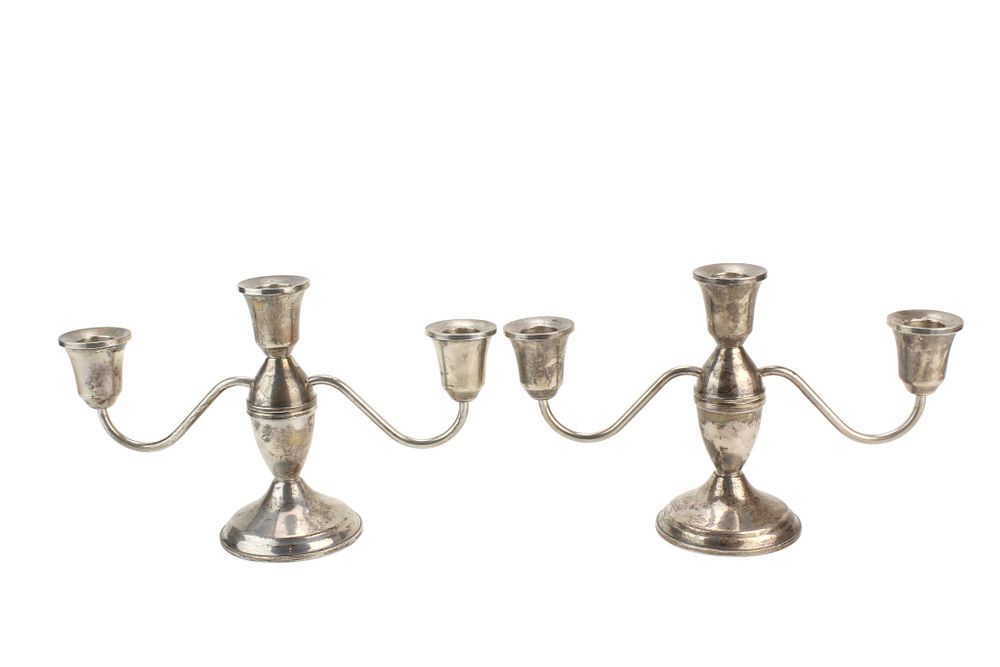 Lot 449: Pair of DUCHIN Sterling Weighed Candelabra