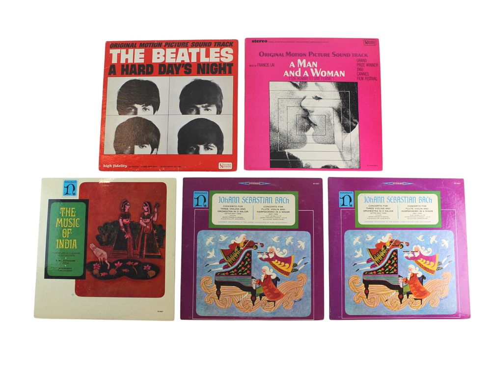 Lot 486: Five Vintage LPs incl. Beatles, Bach & India