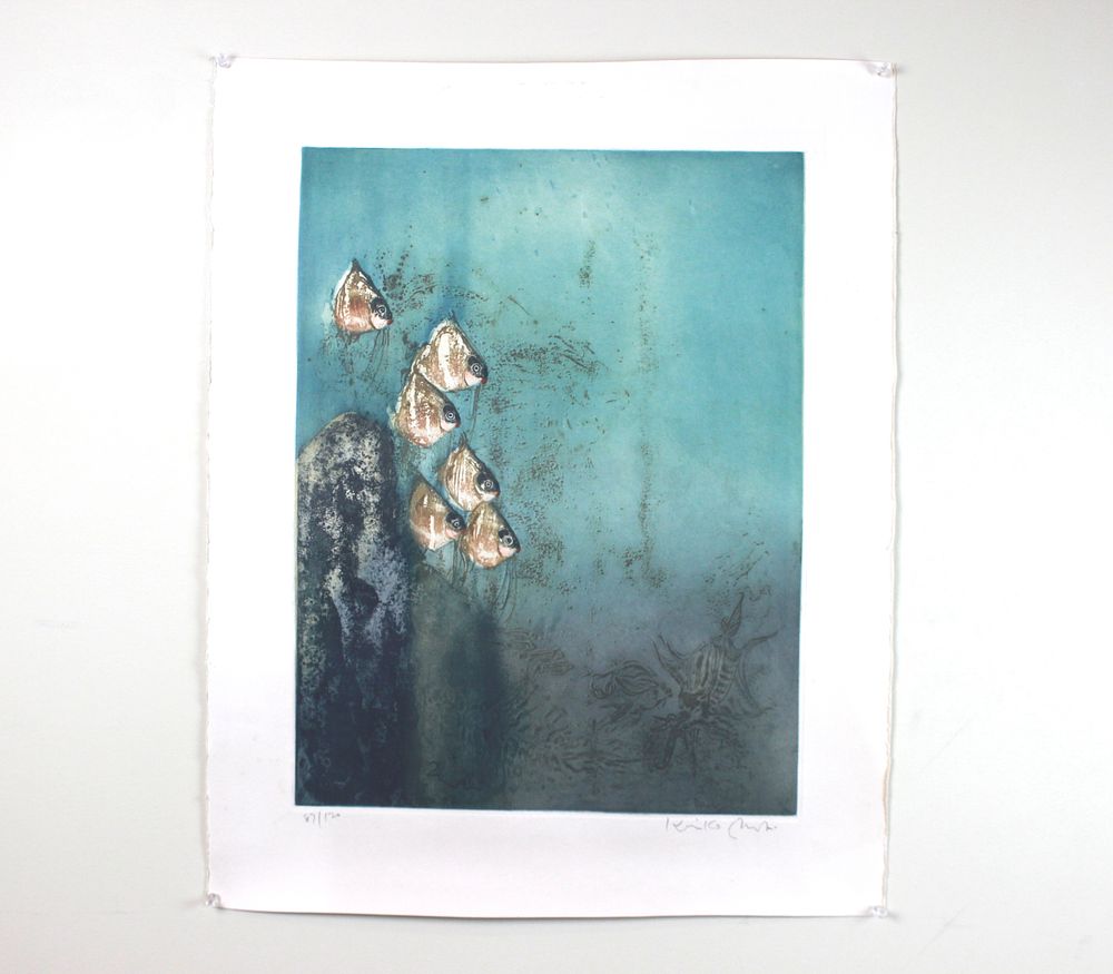 Lot 510: Kaiko Moti, Six Fish Aquatint, Signed Lithograph