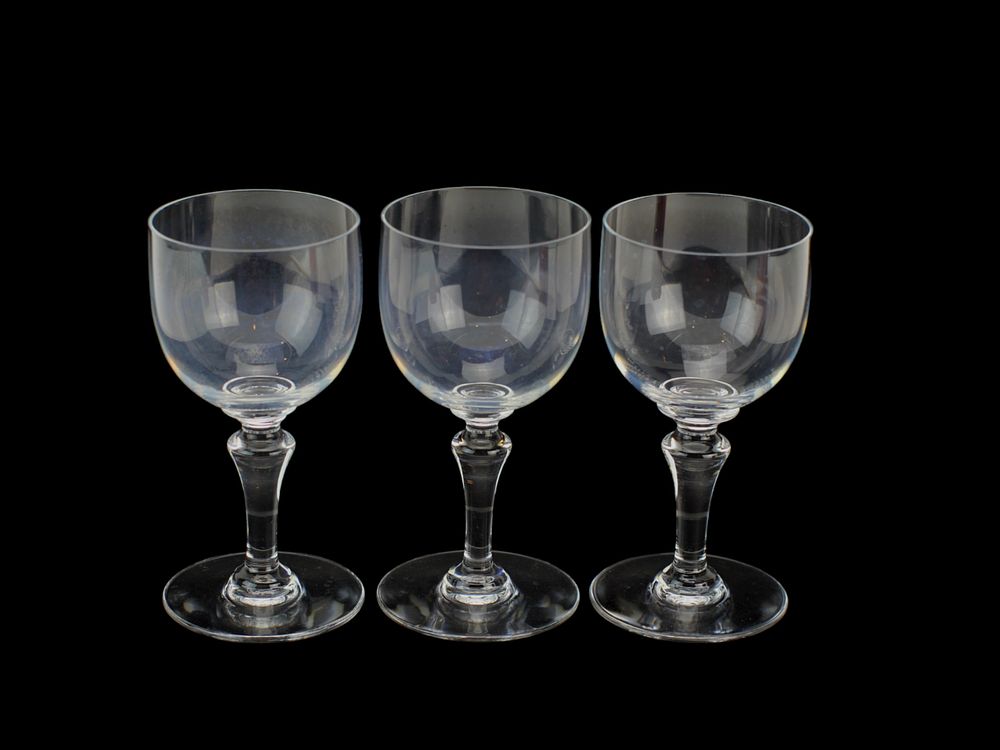 Lot 518: Set of 3 Baccarat Crystal Wine Glasses