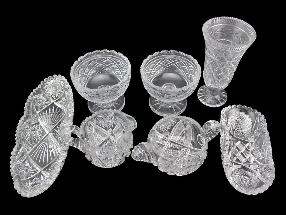 Lot 520: Collection of  Seven Cut Glass Crystal Tablewares