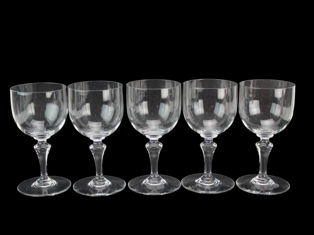Lot 521: Set of 5 Baccarat France Crystal Wine Glasses