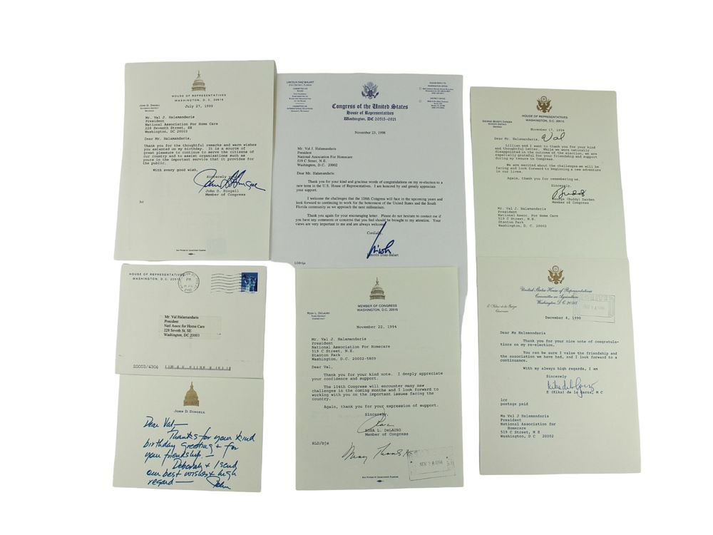 Lot 547: 6 Signed Congressional Letters to VJ Halamandaris