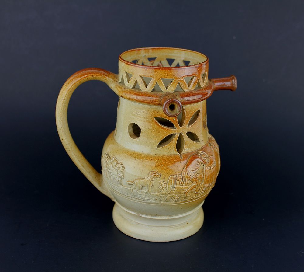 Lot 563: Brampton Stoneware Puzzle Jug, C. 1880