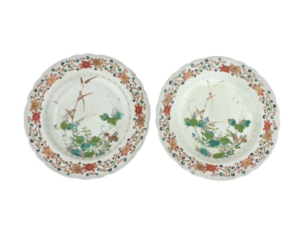 Lot 587: Two Chinese Famille Rose Plates