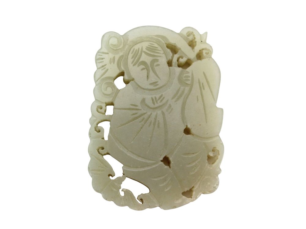 Lot 157: Chinese Carved Jade Pendant with Figure