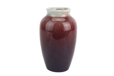 Chinese Flambe Glaze Porcelain Vase. Chinese flambe-glazed porcelain vase with aubergine and 