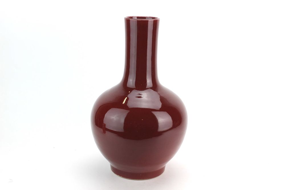 Lot 204: Large Chinese Oxblood Glazed Porcelain Vase