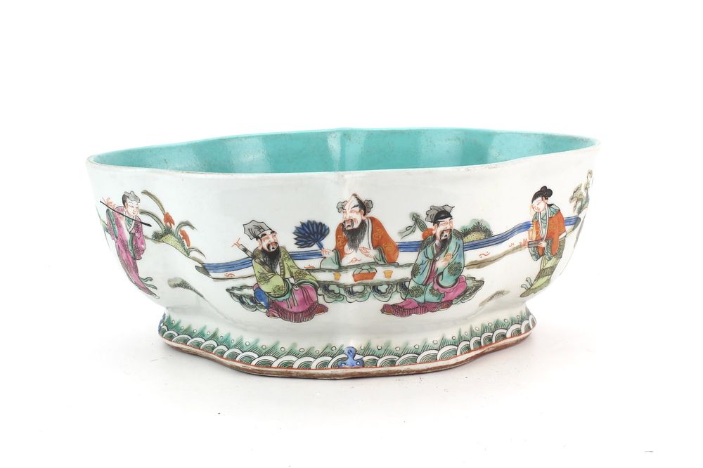 Lot 214: Chinese Famille Rose Porcelain Figural Bowl