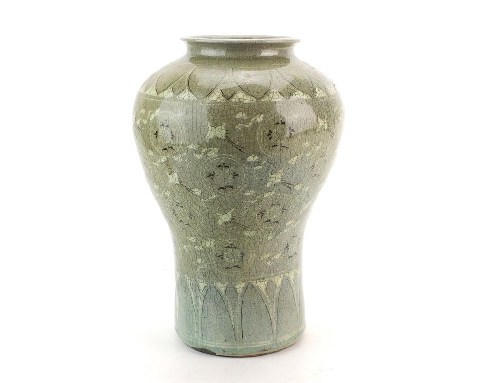 Lot 222: Korean Celadon Glazed Porcelain Vase