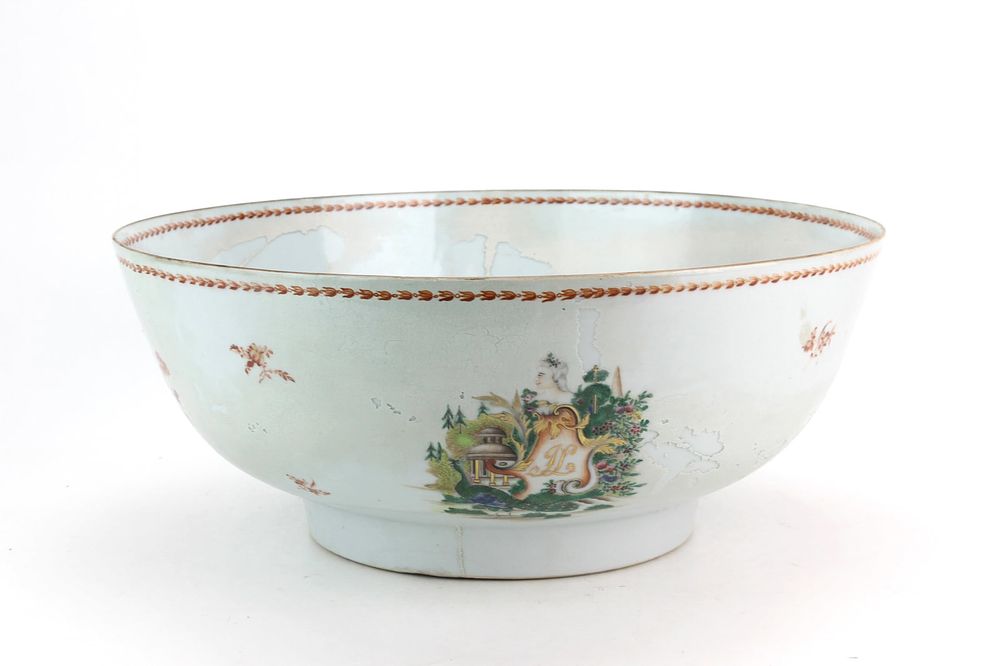Lot 232: Chinese Export Porcelain Punch Bowl