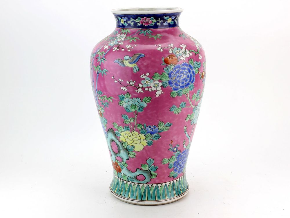 Lot 234: Chinese Famille Rose Pink Ground Vase