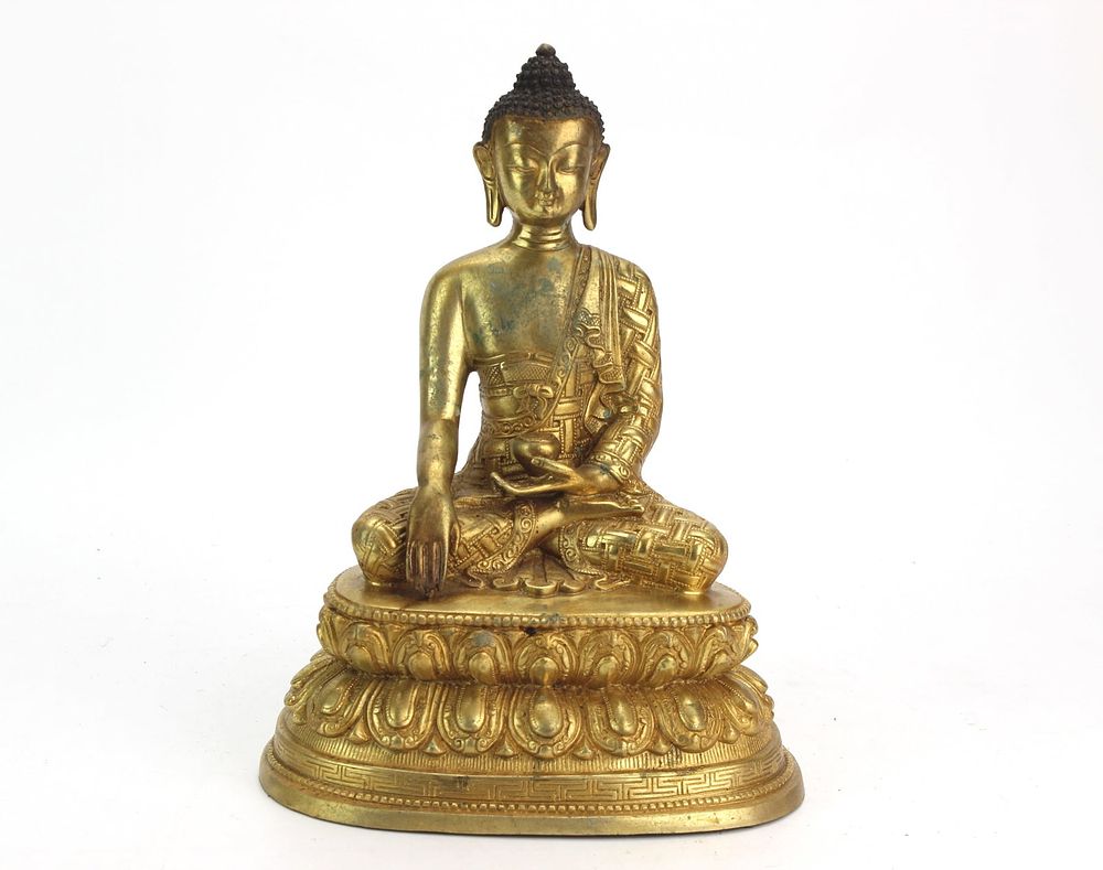Lot 244: Gilt Bronze Seated Buddha Statue