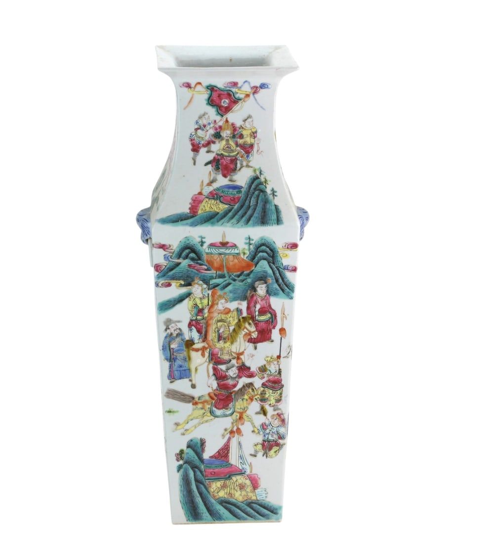 Lot 249: Chinese Famille Verte Figural Vase