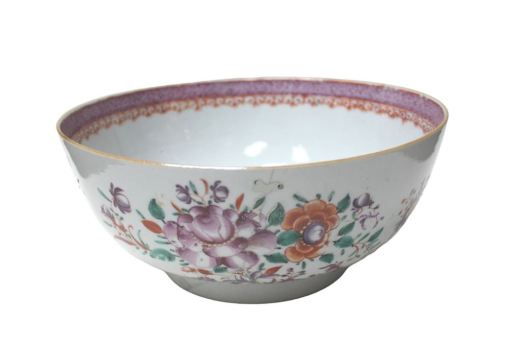 Lot 260: A Chinese Export Famille Rose Punch Bowl