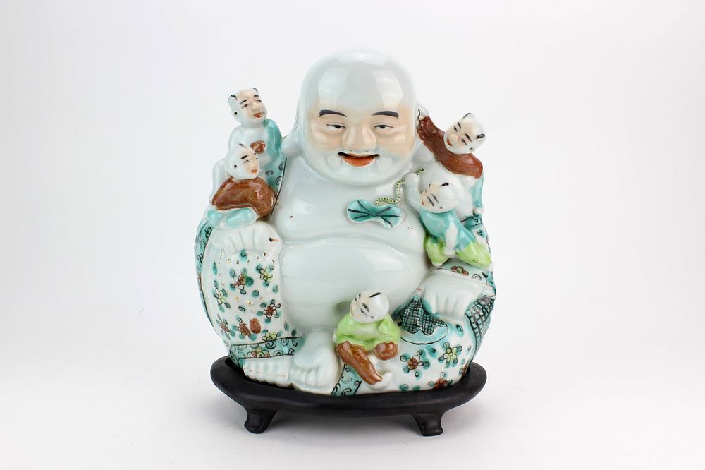 Lot 274: Famille Rose Buddha w/ Children
