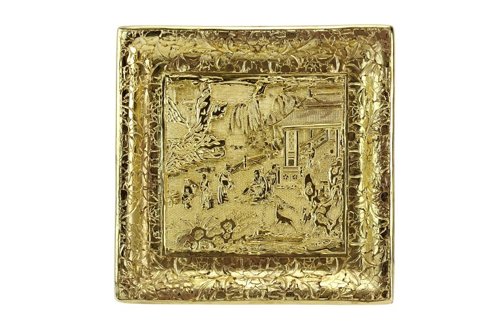 Lot 324: Gilt Carved Scenic Tray