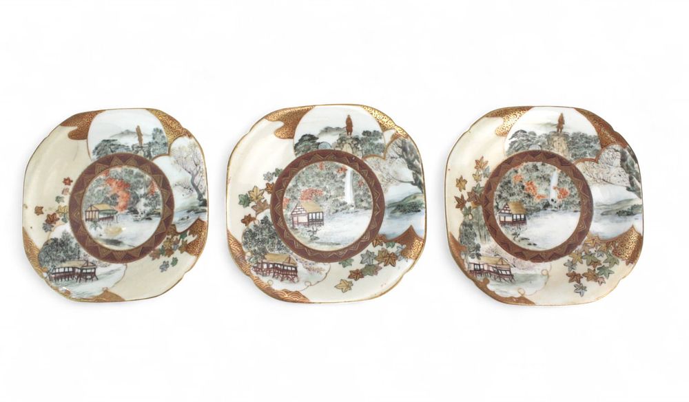 Lot 338: Set of Four Japanese Scenic Porcelain Dishes