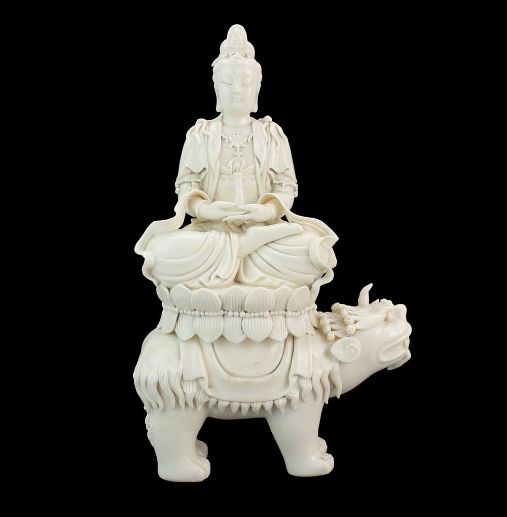 Lot 340: Blanc de Chine Guanyin on Mythical Beast
