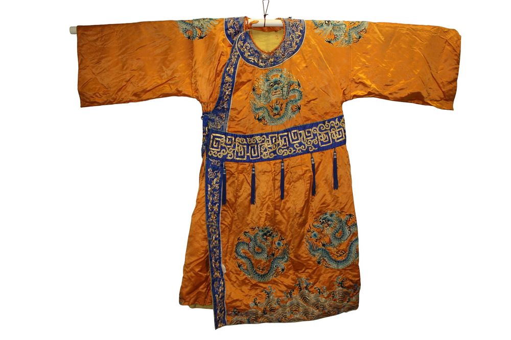 Lot 354: Chinese Silk Dragon Robe with Embroidery
