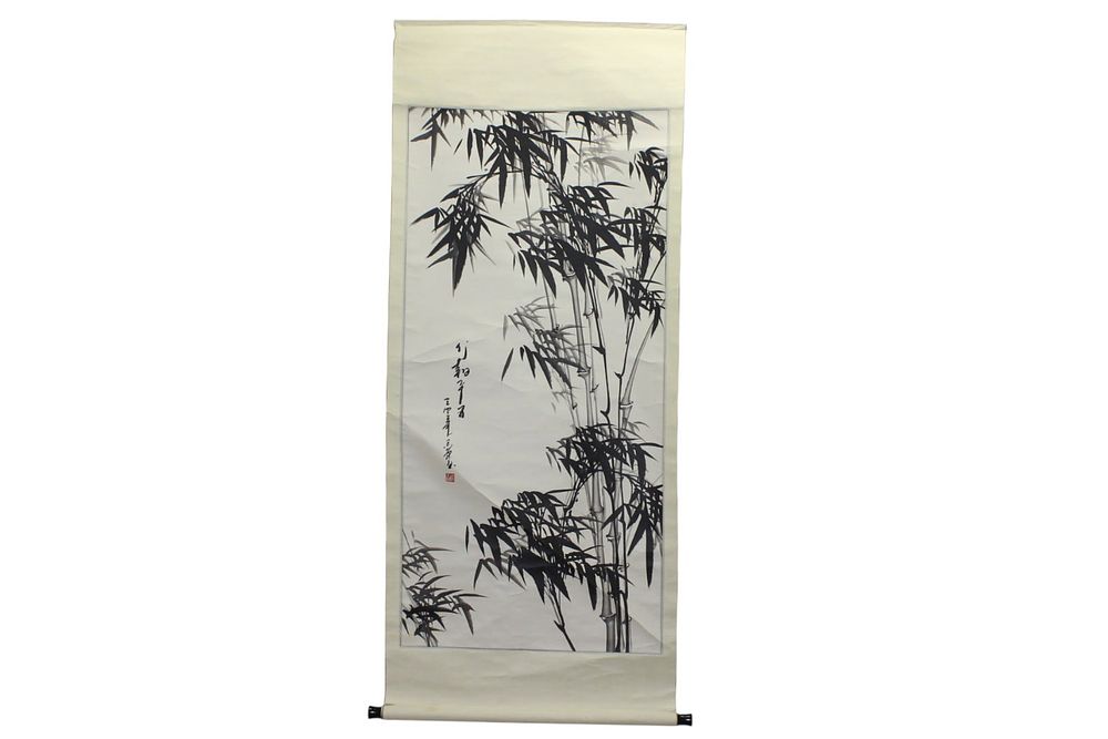 Lot 357: Chinese Ink Bamboo Painting Scroll