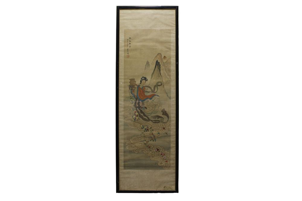 Lot 362: Framed Chinese Silk Painting, Immortal Figure