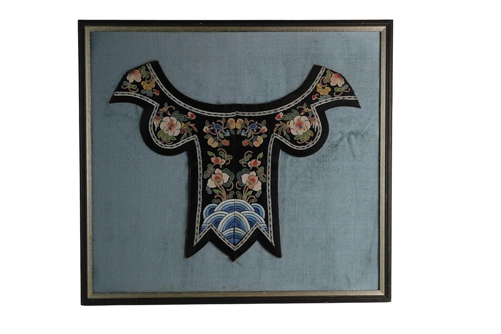 Lot 363: Framed Chinese Embroidery Collar Panel