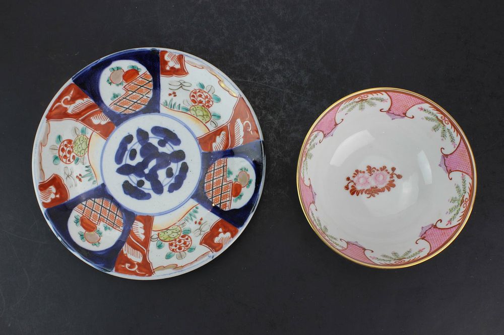 Lot 367: Chinese Export Bowl & Imari Porcelain Plate